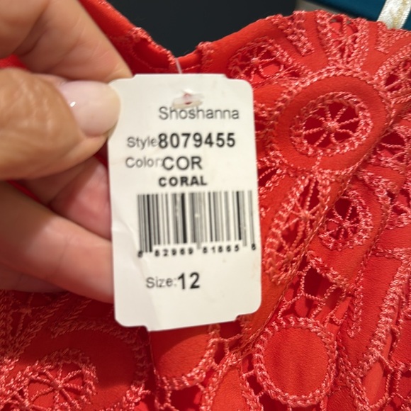 Shoshanna Midnight Strapless Coral Lace Dress size 12 brand new with tags. Saks - Picture 9 of 10